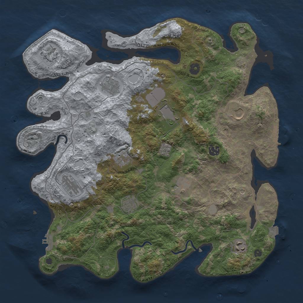 Rust Map: Procedural Map, Size: 4000, Seed: 1714110563, 19 Monuments