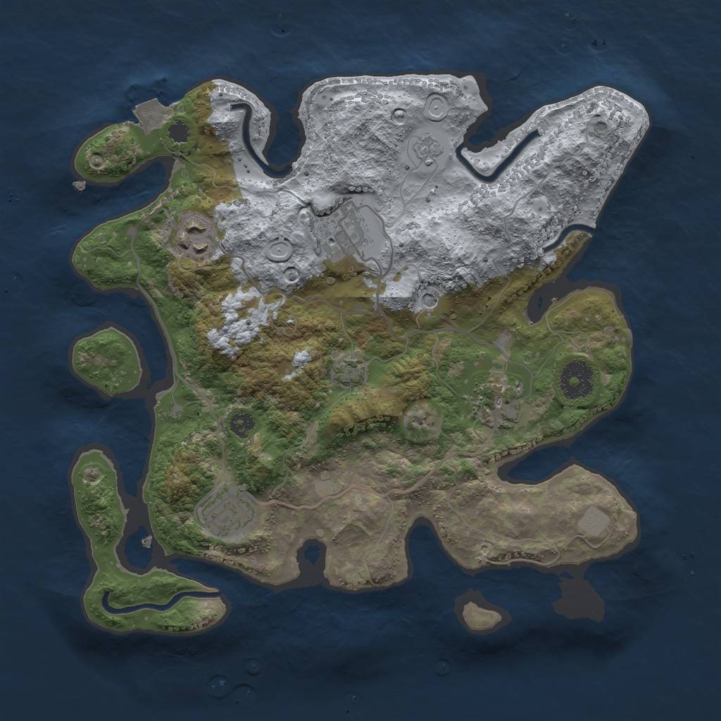 Rust Map: Procedural Map, Size: 3000, Seed: 47169, 10 Monuments