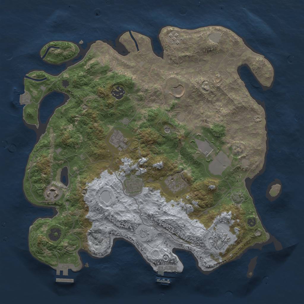Rust Map: Procedural Map, Size: 3500, Seed: 2086537439, 17 Monuments