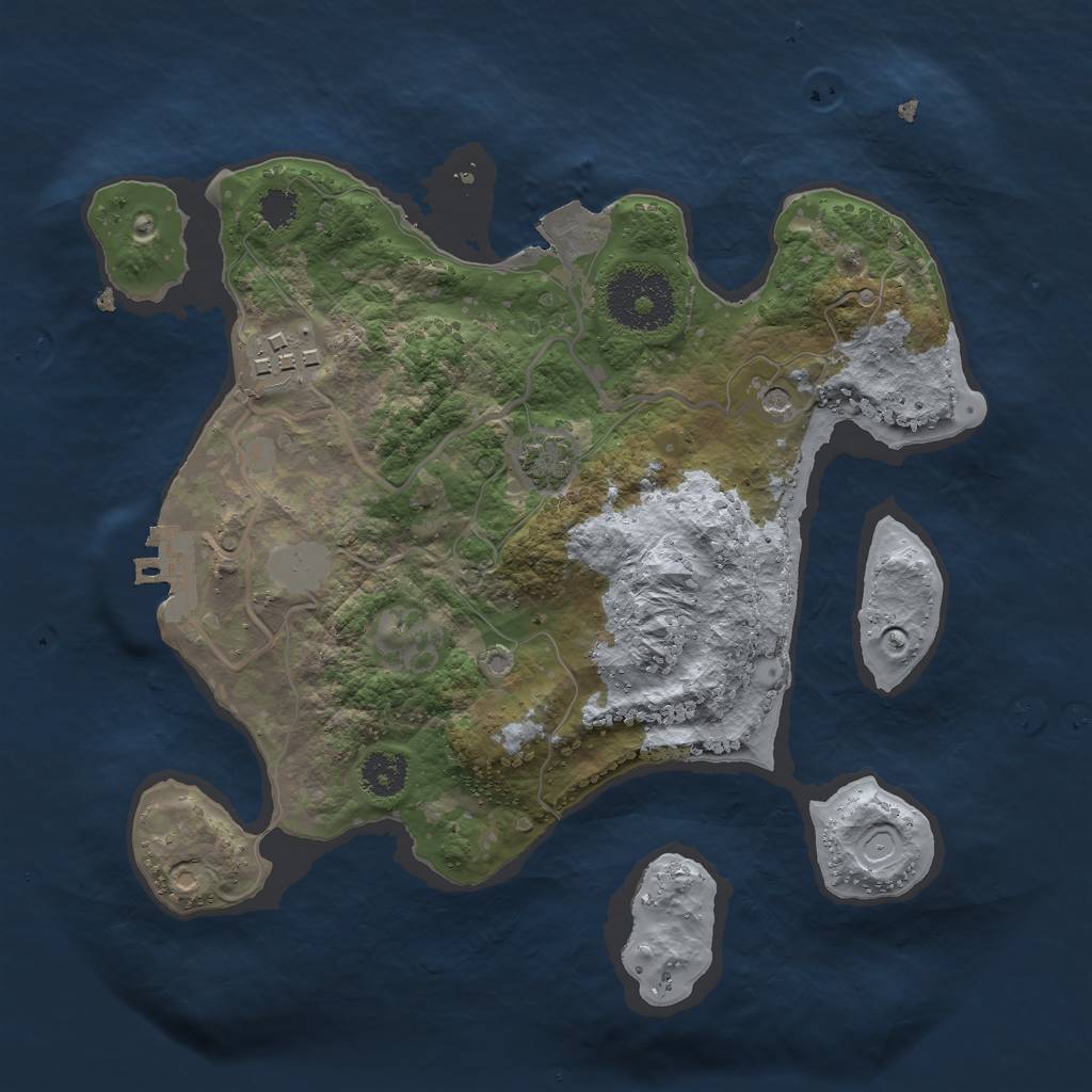 Rust Map: Procedural Map, Size: 2500, Seed: 125171016, 7 Monuments