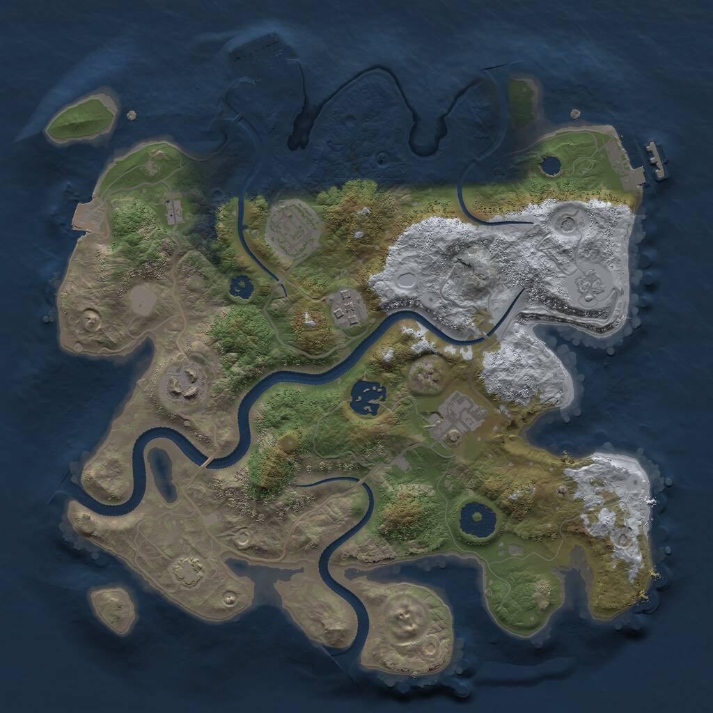 Rust Map: Procedural Map, Size: 3000, Seed: 548756987, 11 Monuments