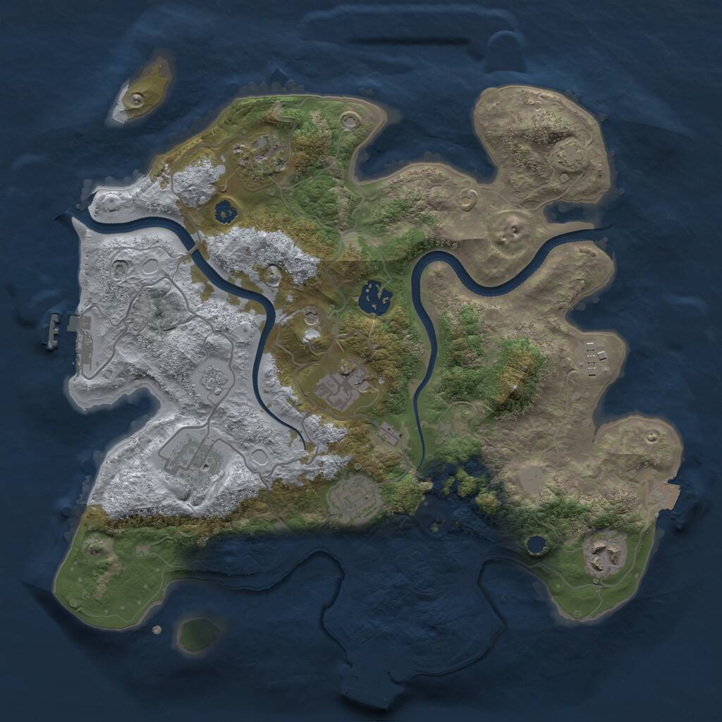 Rust Map: Procedural Map, Size: 3250, Seed: 232659602, 13 Monuments