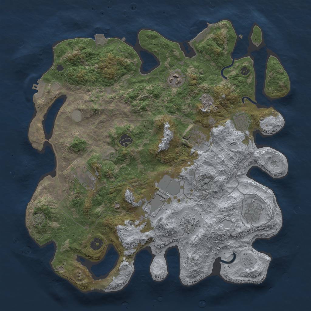Rust Map: Procedural Map, Size: 3750, Seed: 65963299, 17 Monuments