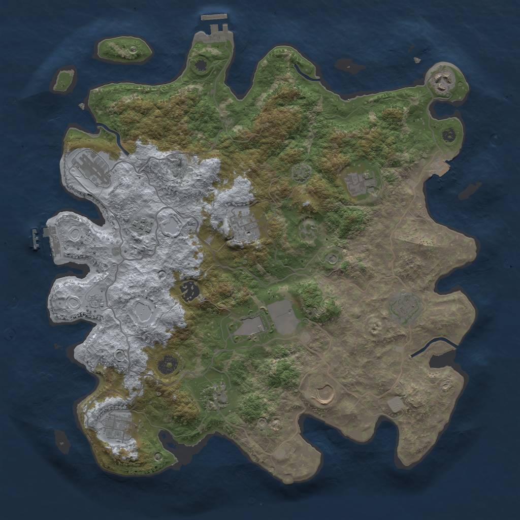 Rust Map: Procedural Map, Size: 4000, Seed: 3244, 19 Monuments