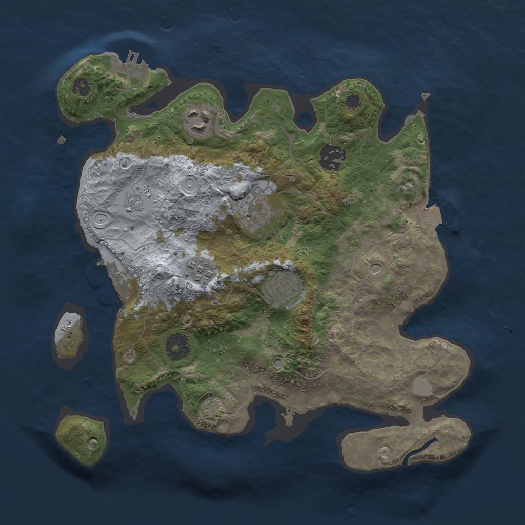 Rust Map: Procedural Map, Size: 3000, Seed: 858450055, 13 Monuments