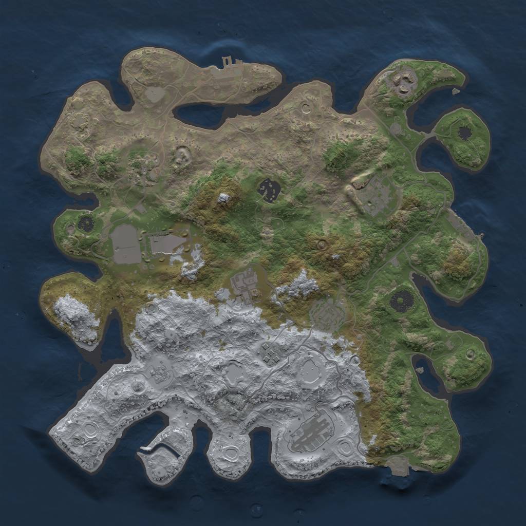 Rust Map: Procedural Map, Size: 3500, Seed: 240843667, 17 Monuments