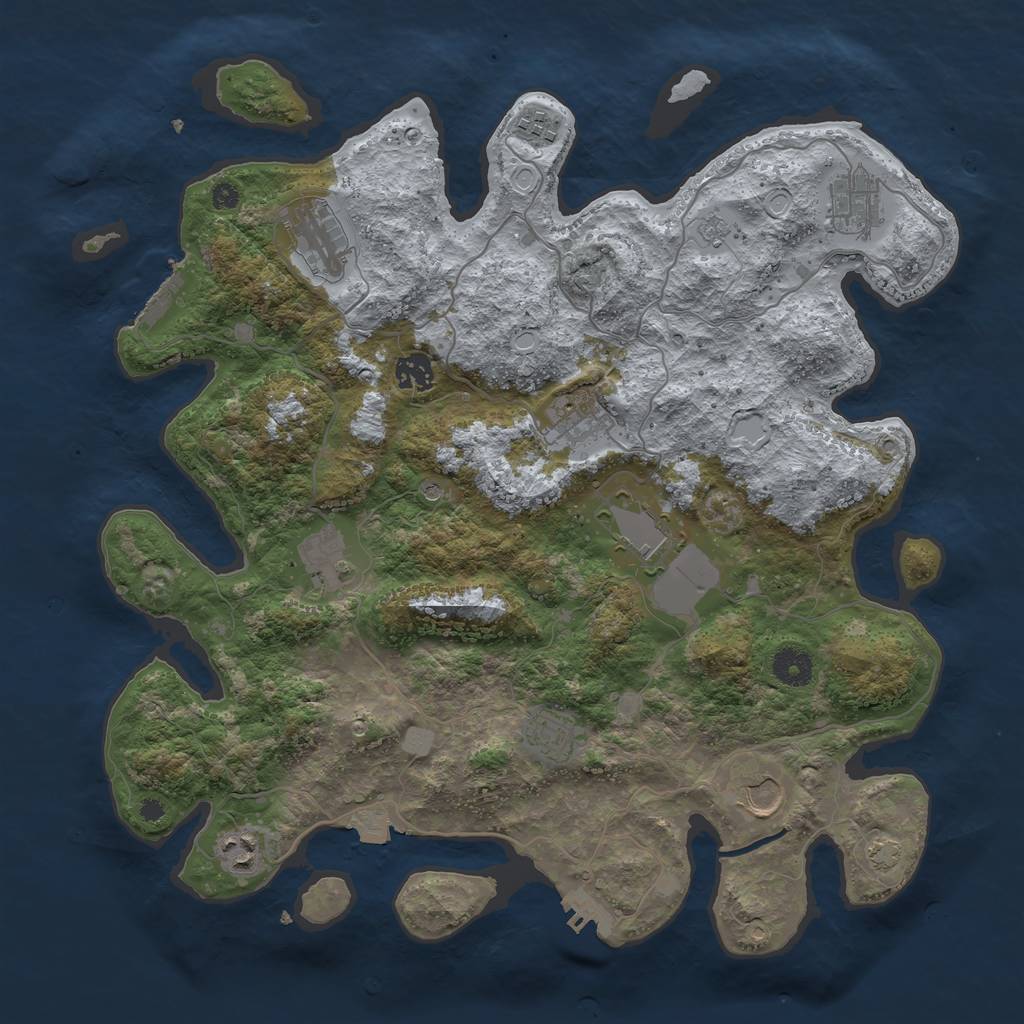 Rust Map: Procedural Map, Size: 3900, Seed: 875, 18 Monuments