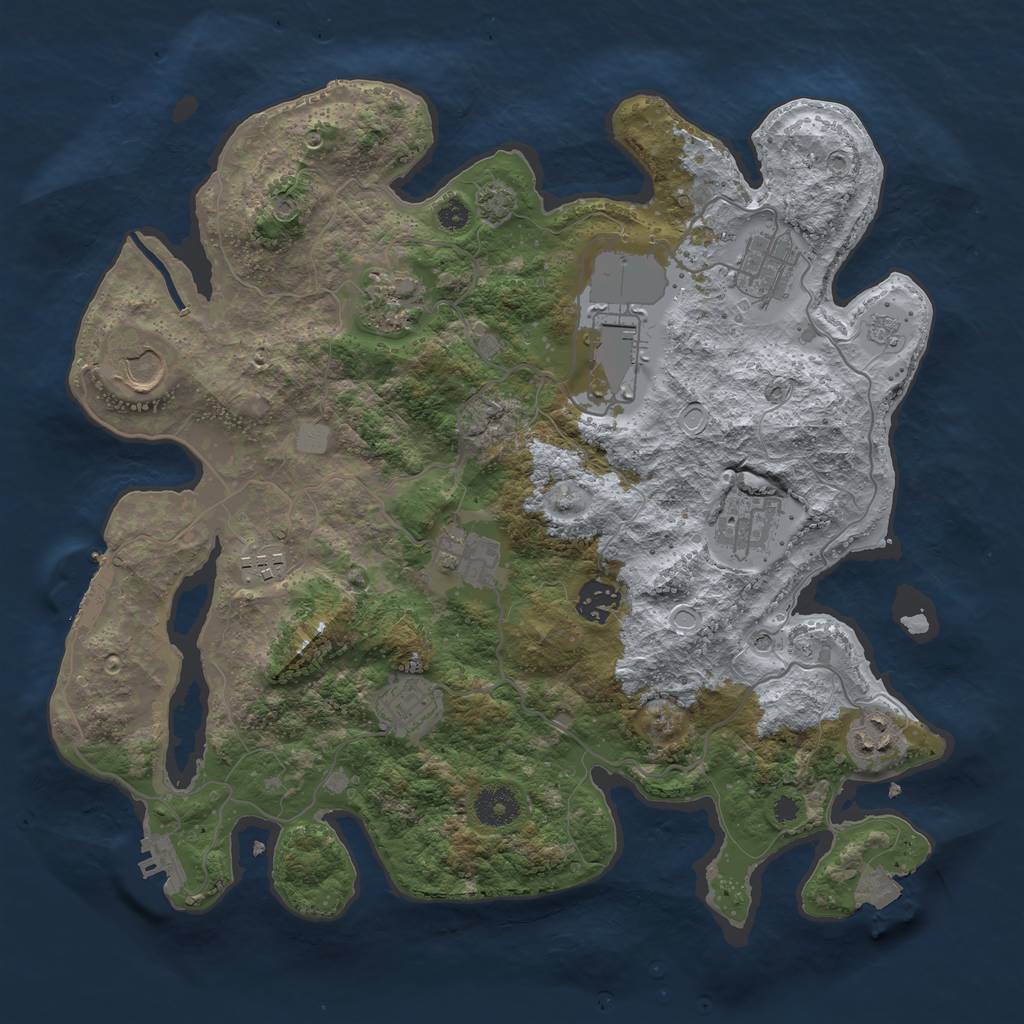 Rust Map: Procedural Map, Size: 3600, Seed: 61264124, 18 Monuments