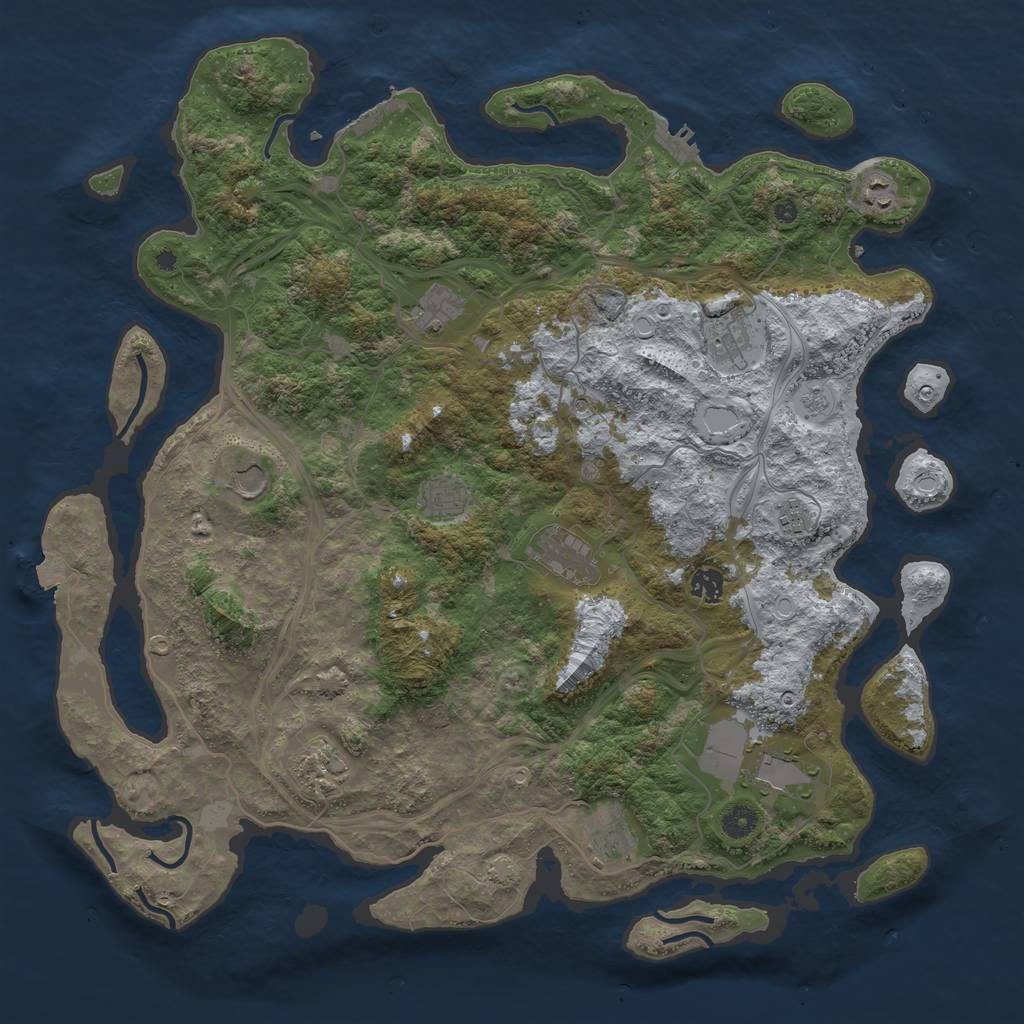 Rust Map: Procedural Map, Size: 4500, Seed: 1193420246, 19 Monuments