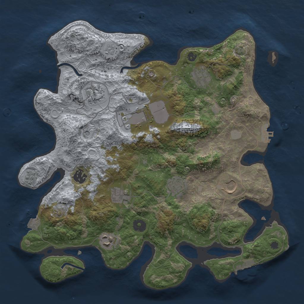 Rust Map: Procedural Map, Size: 3500, Seed: 1109187010, 17 Monuments