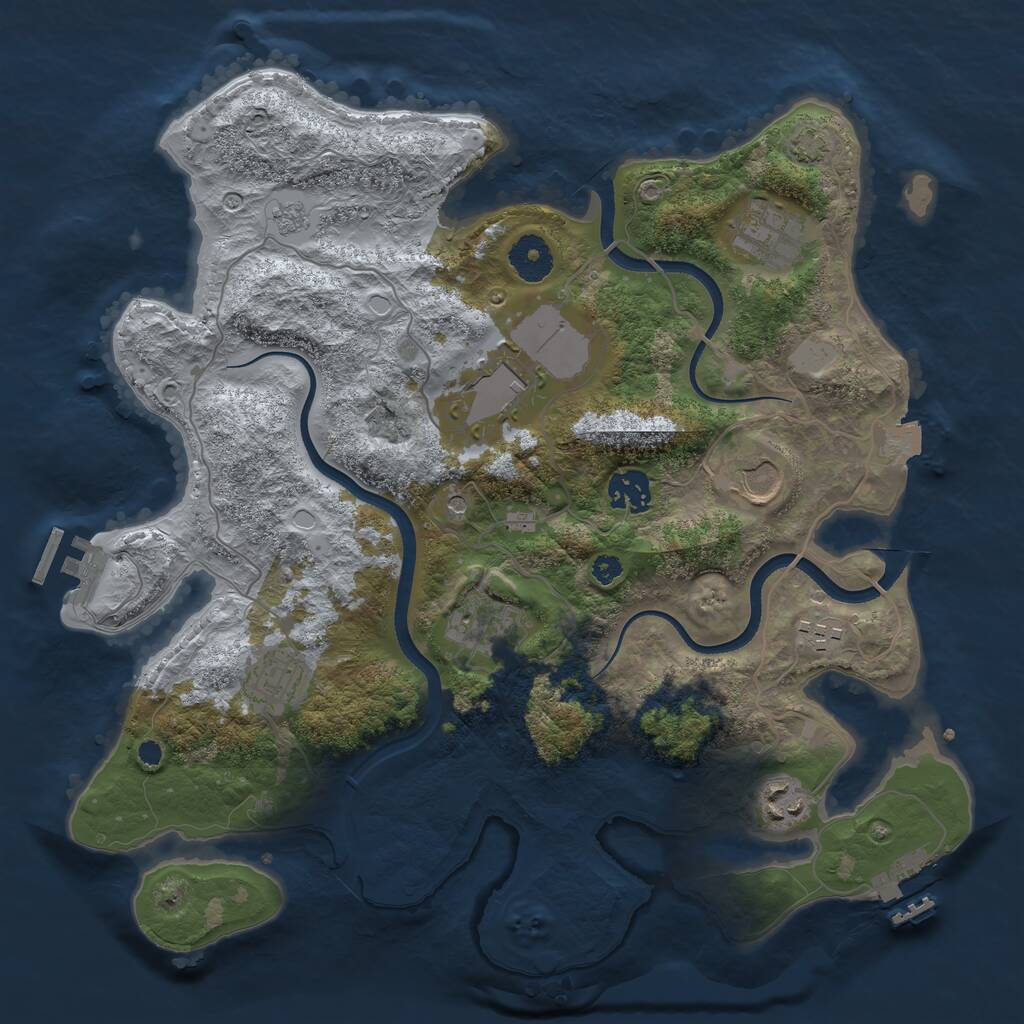 Rust Map: Procedural Map, Size: 3500, Seed: 1109187010, 14 Monuments