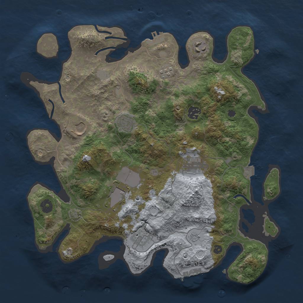 Rust Map: Procedural Map, Size: 3500, Seed: 1653374217, 15 Monuments