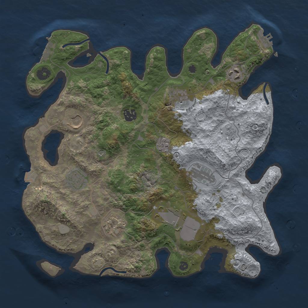 Rust Map: Procedural Map, Size: 3500, Seed: 908666139, 17 Monuments