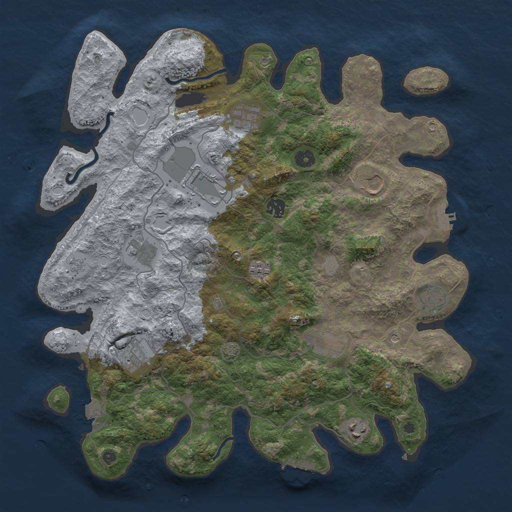 Rust Map: Procedural Map, Size: 4000, Seed: 979043604, 18 Monuments