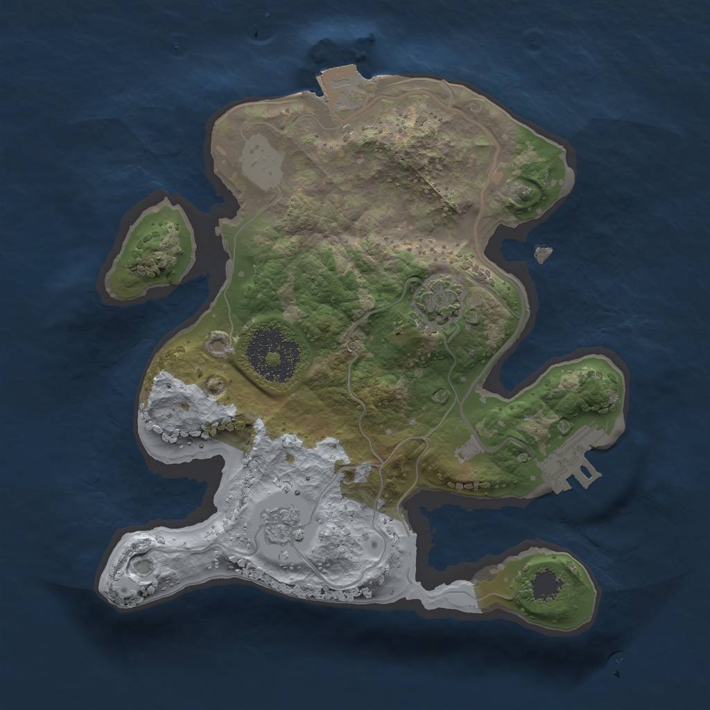 Rust Map: Procedural Map, Size: 2000, Seed: 1415411529, 6 Monuments