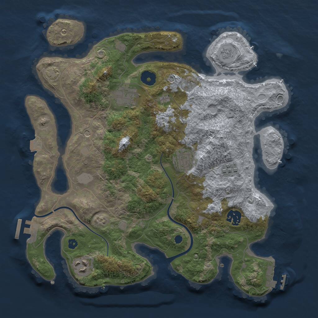 Rust Map: Procedural Map, Size: 3200, Seed: 857618360, 11 Monuments