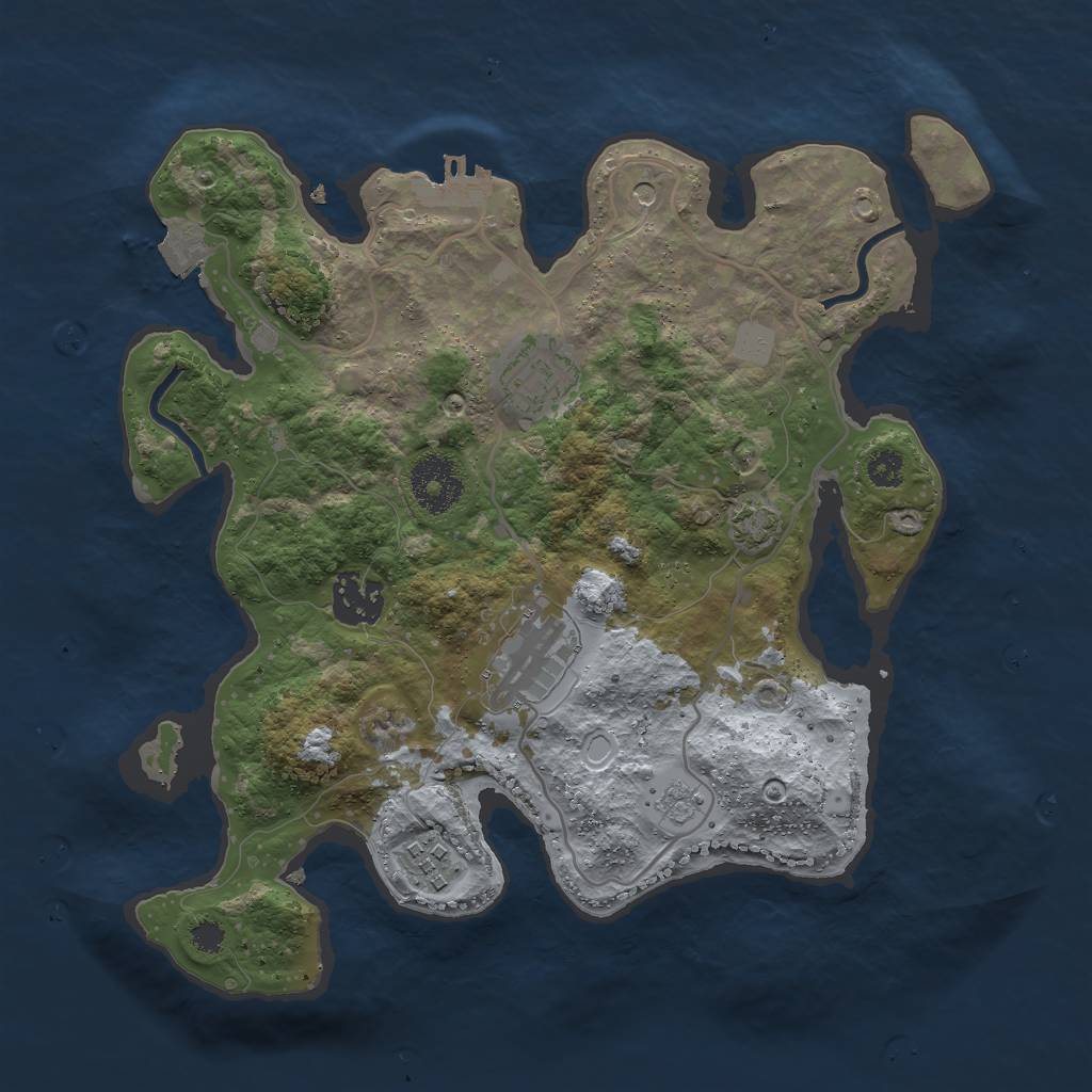 Rust Map: Procedural Map, Size: 3000, Seed: 22921, 11 Monuments