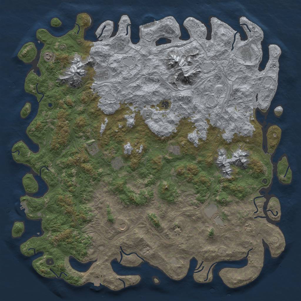 Rust Map: Procedural Map, Size: 6000, Seed: 396116144, 19 Monuments