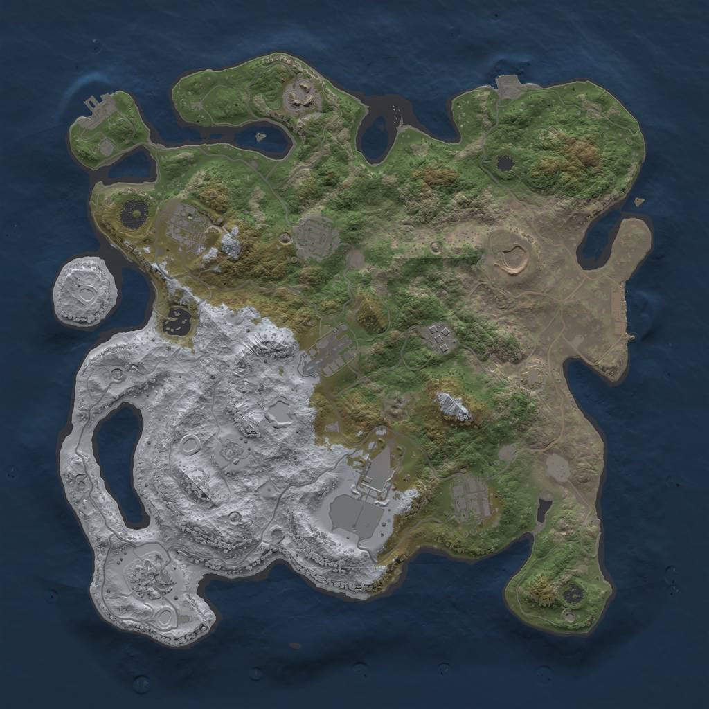 Rust Map: Procedural Map, Size: 3700, Seed: 743980021, 18 Monuments