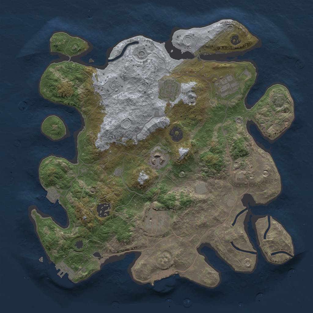 Rust Map: Procedural Map, Size: 3250, Seed: 80217146, 14 Monuments