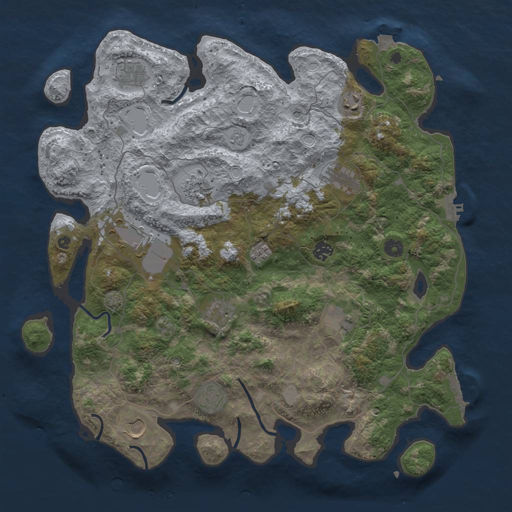 Rust Map: Procedural Map, Size: 4000, Seed: 655, 19 Monuments