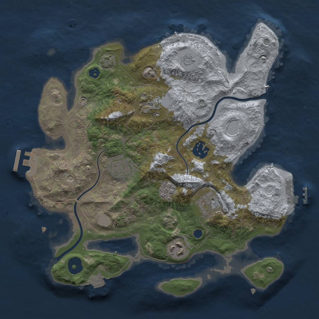Rust Map: Procedural Map, Size: 3000, Seed: 2464019, 12 Monuments