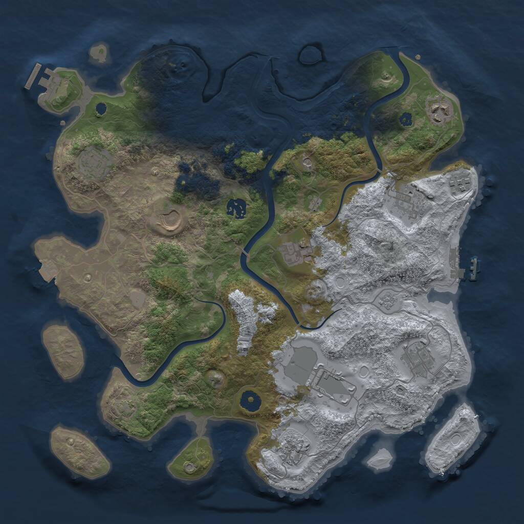 Rust Map: Procedural Map, Size: 3800, Seed: 94030, 16 Monuments