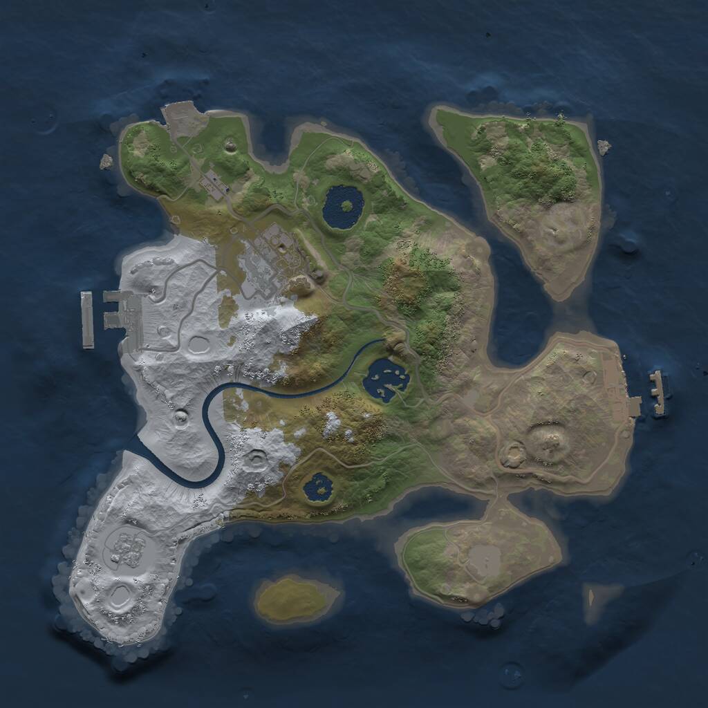 Rust Map: Procedural Map, Size: 2500, Seed: 95057656, 6 Monuments