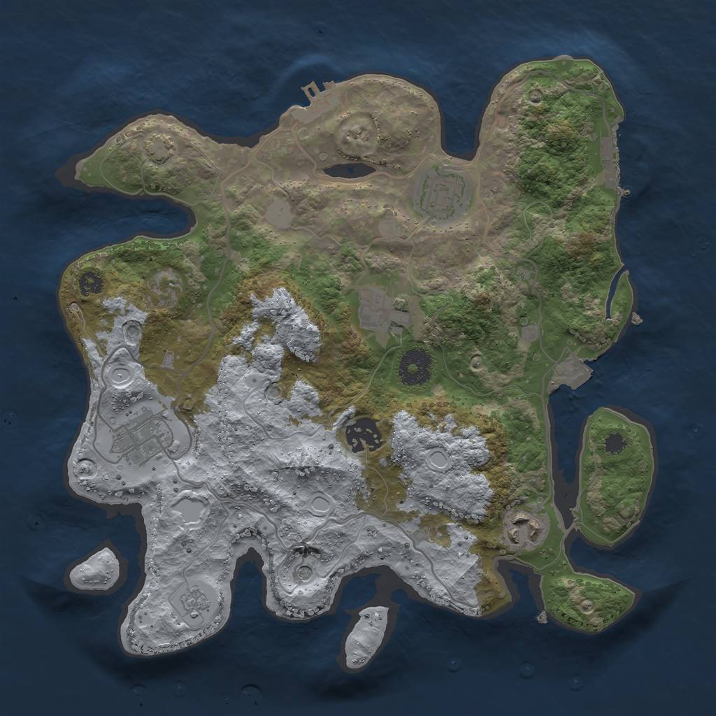 Rust Map: Procedural Map, Size: 3000, Seed: 695334595, 13 Monuments