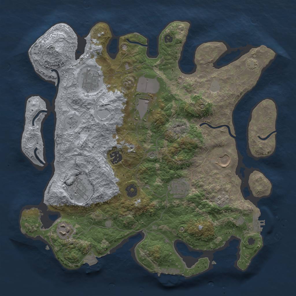 Rust Map: Procedural Map, Size: 3500, Seed: 493055689, 16 Monuments