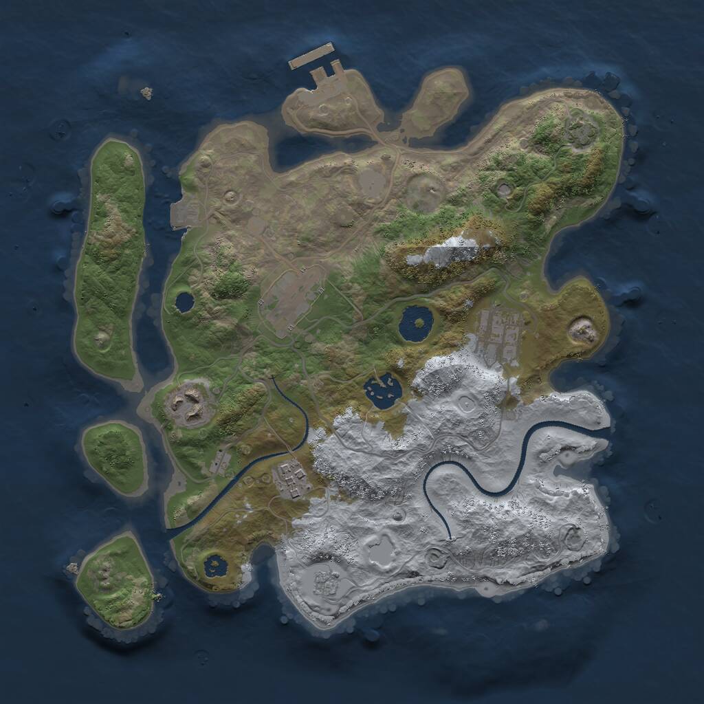 Rust Map: Procedural Map, Size: 3000, Seed: 376320774, 9 Monuments