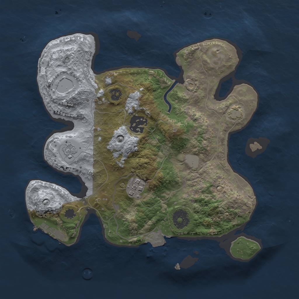 Rust Map: Procedural Map, Size: 2500, Seed: 71304810, 8 Monuments