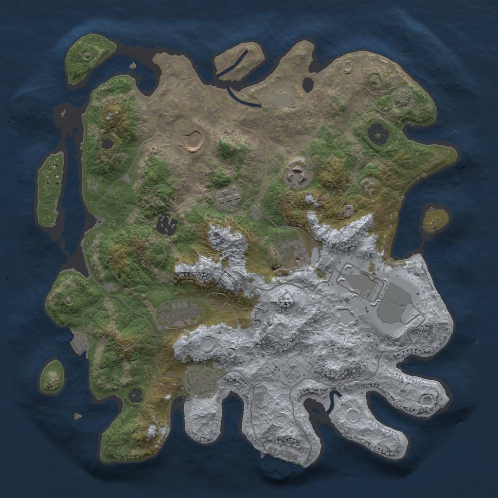 Rust Map: Procedural Map, Size: 3500, Seed: 972659721, 15 Monuments
