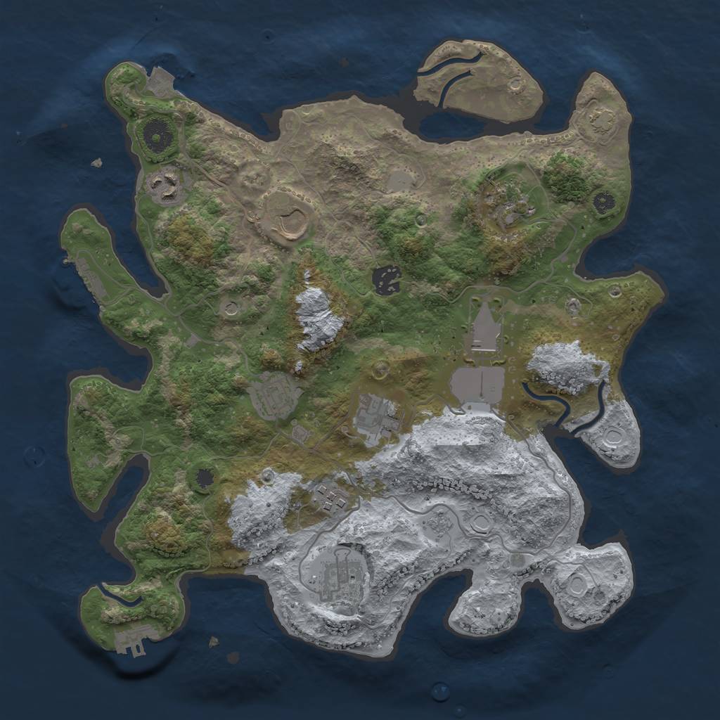 Rust Map: Procedural Map, Size: 3500, Seed: 2143776044, 17 Monuments