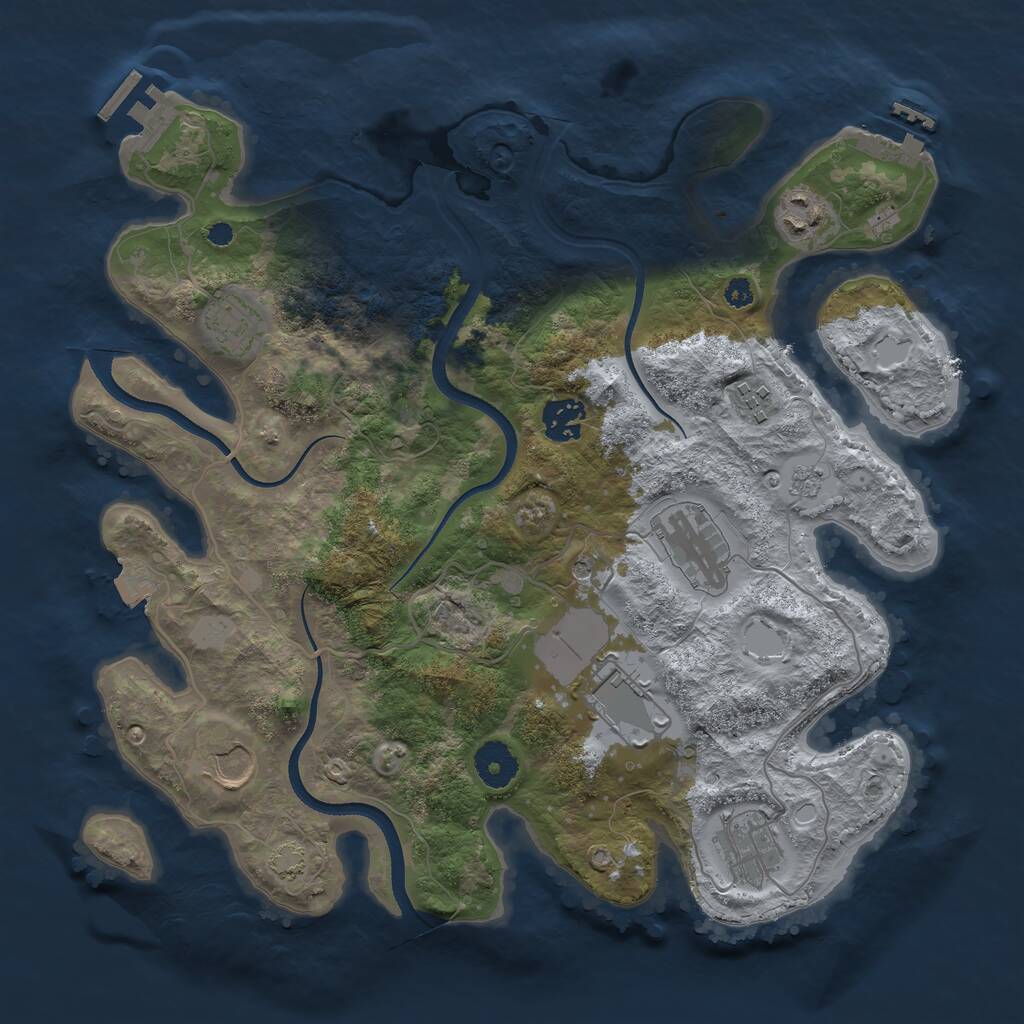 Rust Map: Procedural Map, Size: 3500, Seed: 1380313958, 14 Monuments