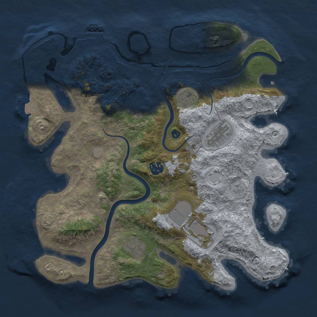Rust Map: Procedural Map, Size: 3500, Seed: 21250, 11 Monuments