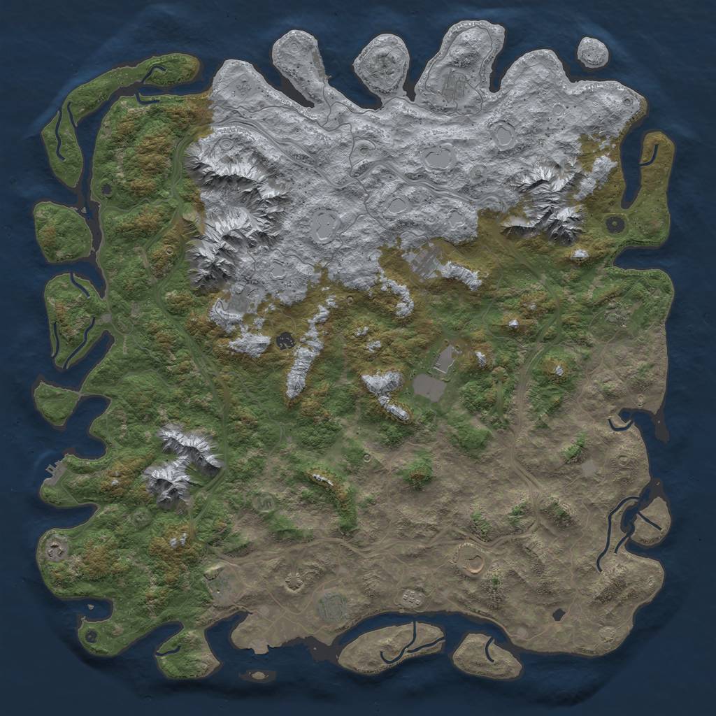 Rust Map: Procedural Map, Size: 6000, Seed: 6861, 19 Monuments