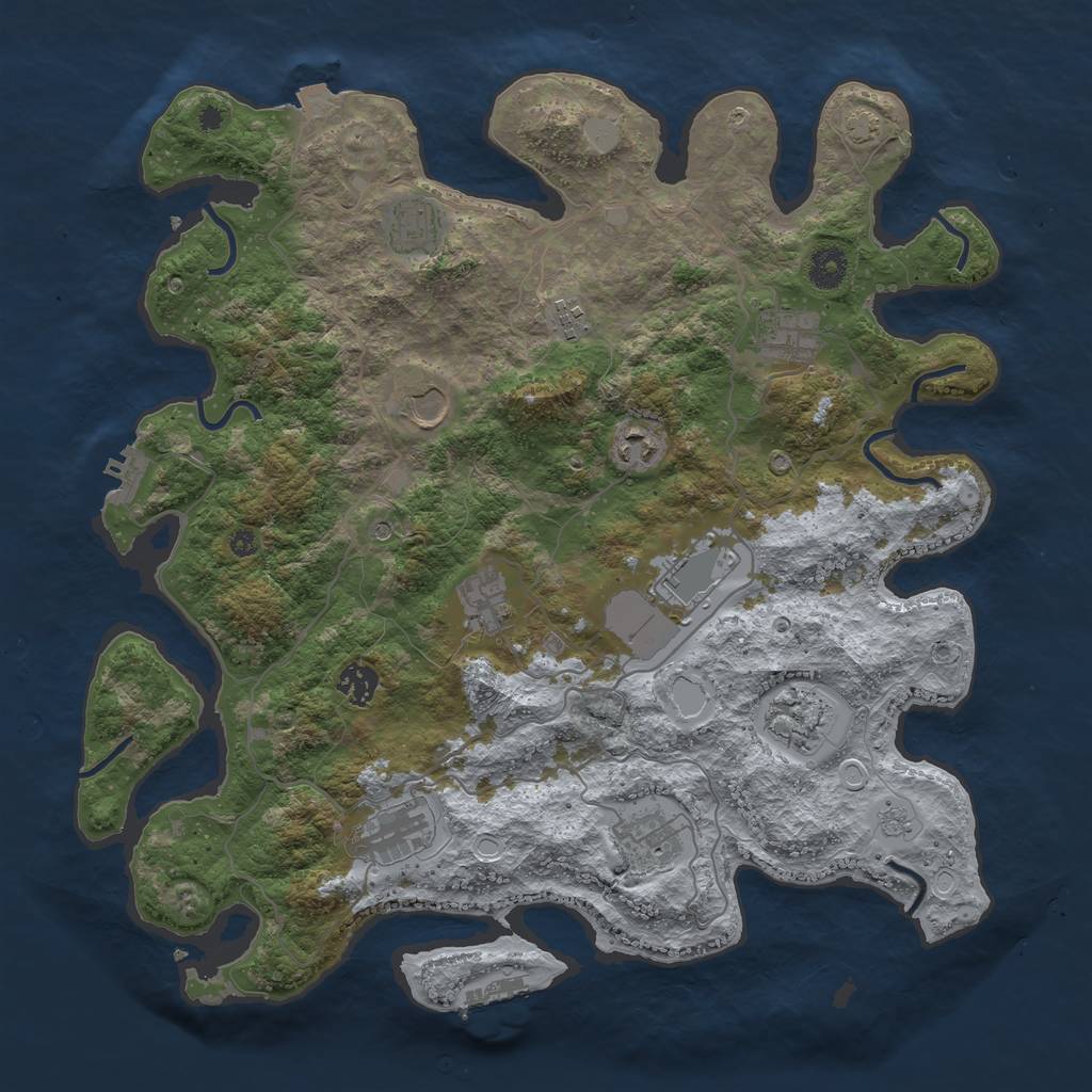 Rust Map: Procedural Map, Size: 4000, Seed: 73259471, 19 Monuments