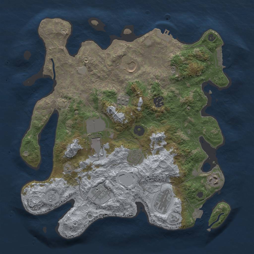 Rust Map: Procedural Map, Size: 3500, Seed: 147758779, 16 Monuments