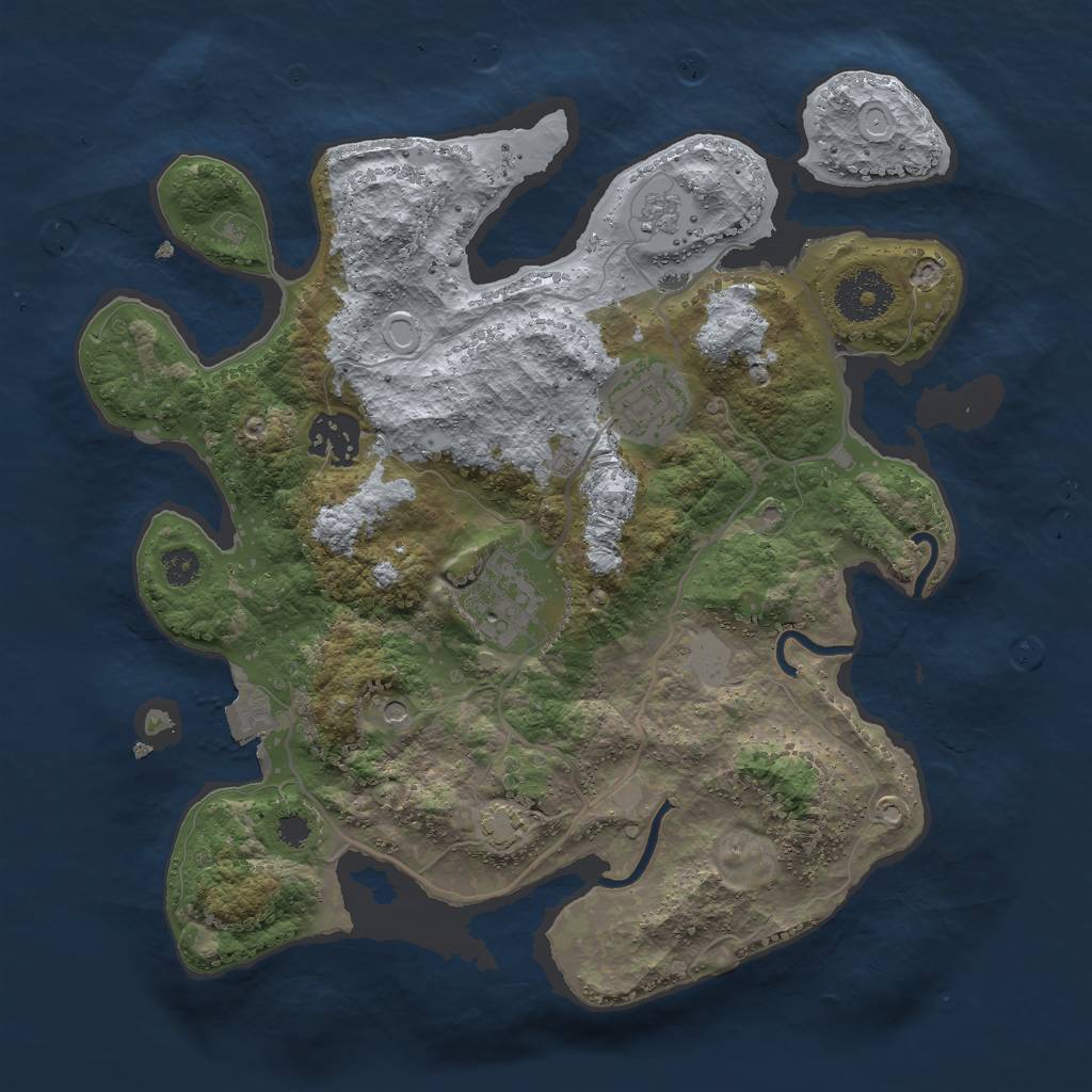 Rust Map: Procedural Map, Size: 3000, Seed: 32464, 9 Monuments