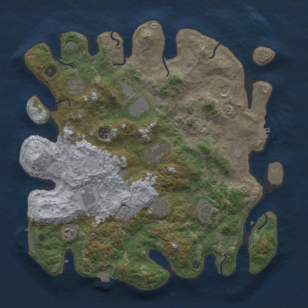 Rust Map: Procedural Map, Size: 4000, Seed: 377225482, 18 Monuments