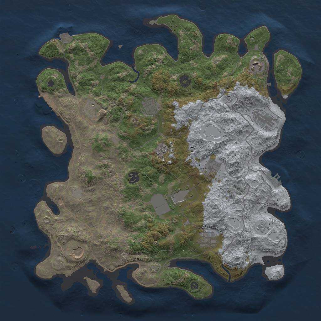 Rust Map: Procedural Map, Size: 4000, Seed: 265391724, 18 Monuments