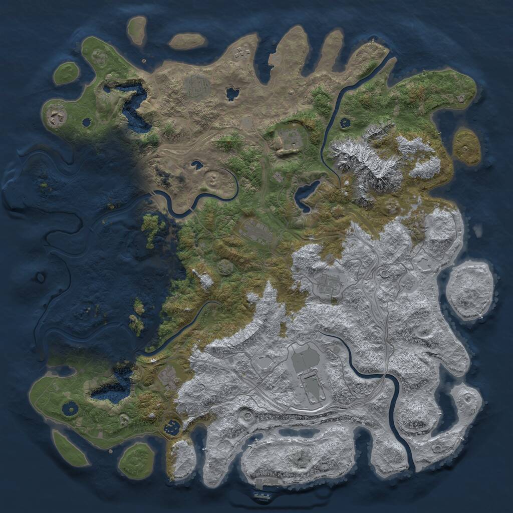 Rust Map: Procedural Map, Size: 5000, Seed: 1016014372, 16 Monuments