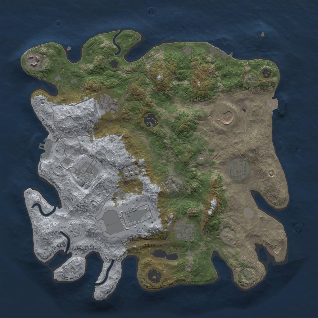 Rust Map: Procedural Map, Size: 3500, Seed: 666813042, 17 Monuments