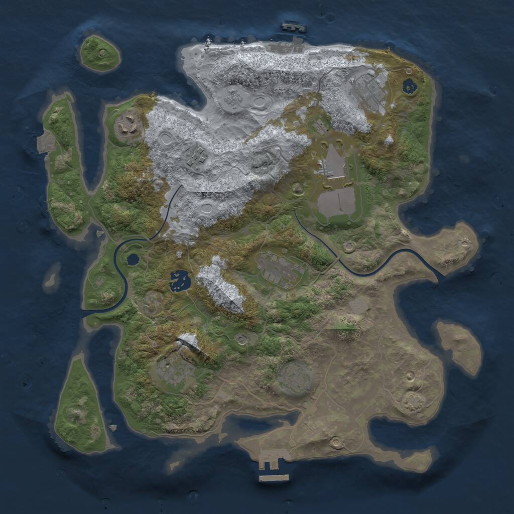 Rust Map: Procedural Map, Size: 3500, Seed: 1005189517, 14 Monuments