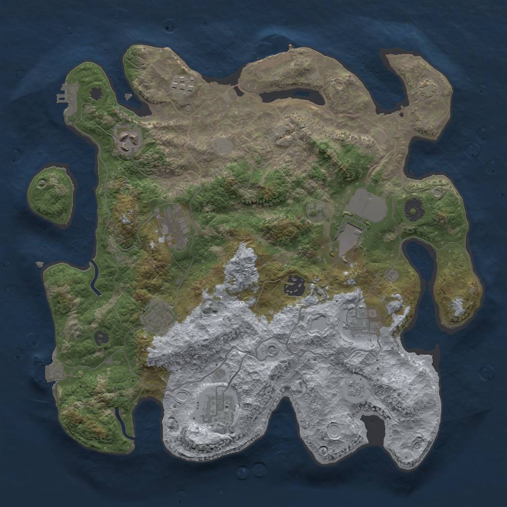 Rust Map: Procedural Map, Size: 3500, Seed: 1376341667, 16 Monuments