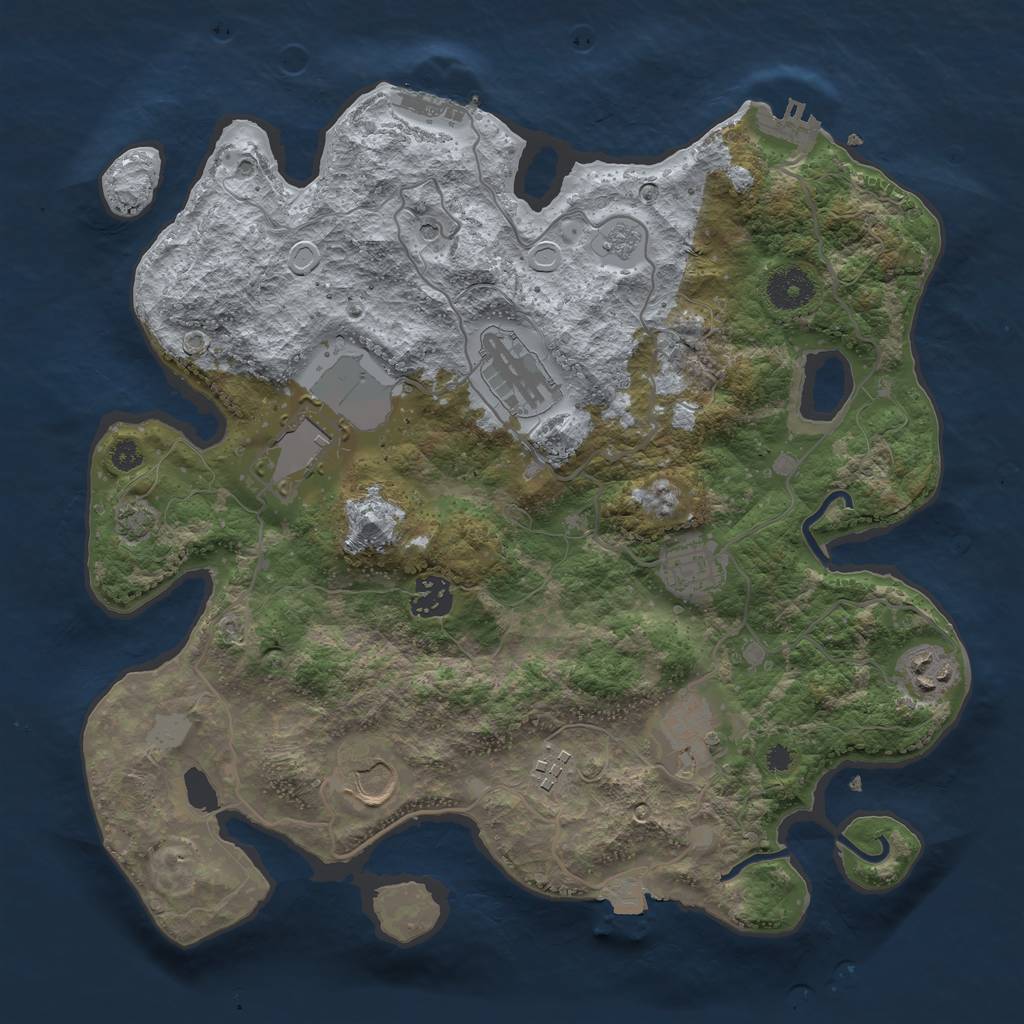 Rust Map: Procedural Map, Size: 3500, Seed: 399860892, 16 Monuments