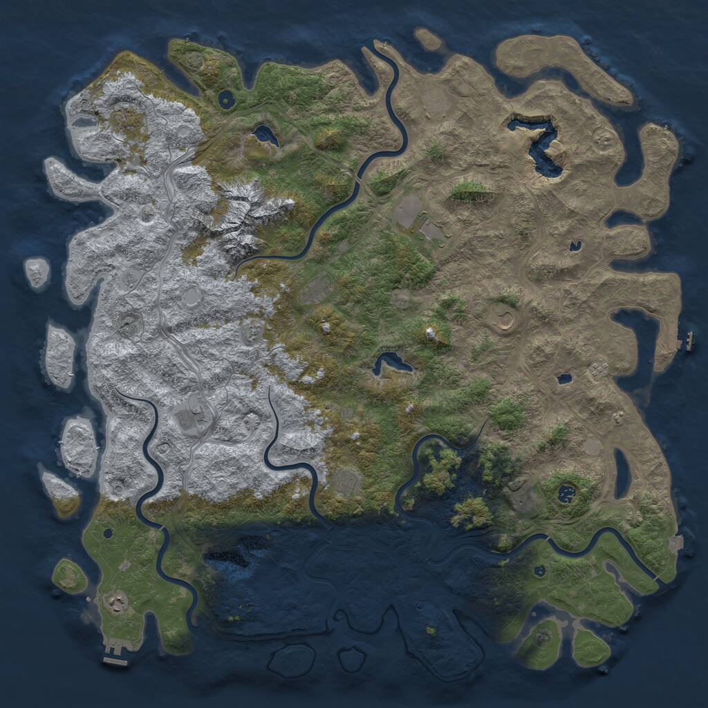 Rust Map: Procedural Map, Size: 6000, Seed: 756169048, 17 Monuments