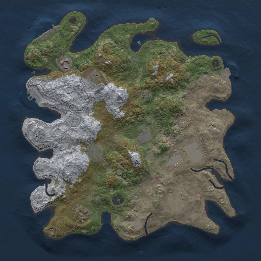 Rust Map: Procedural Map, Size: 3500, Seed: 18348553, 16 Monuments