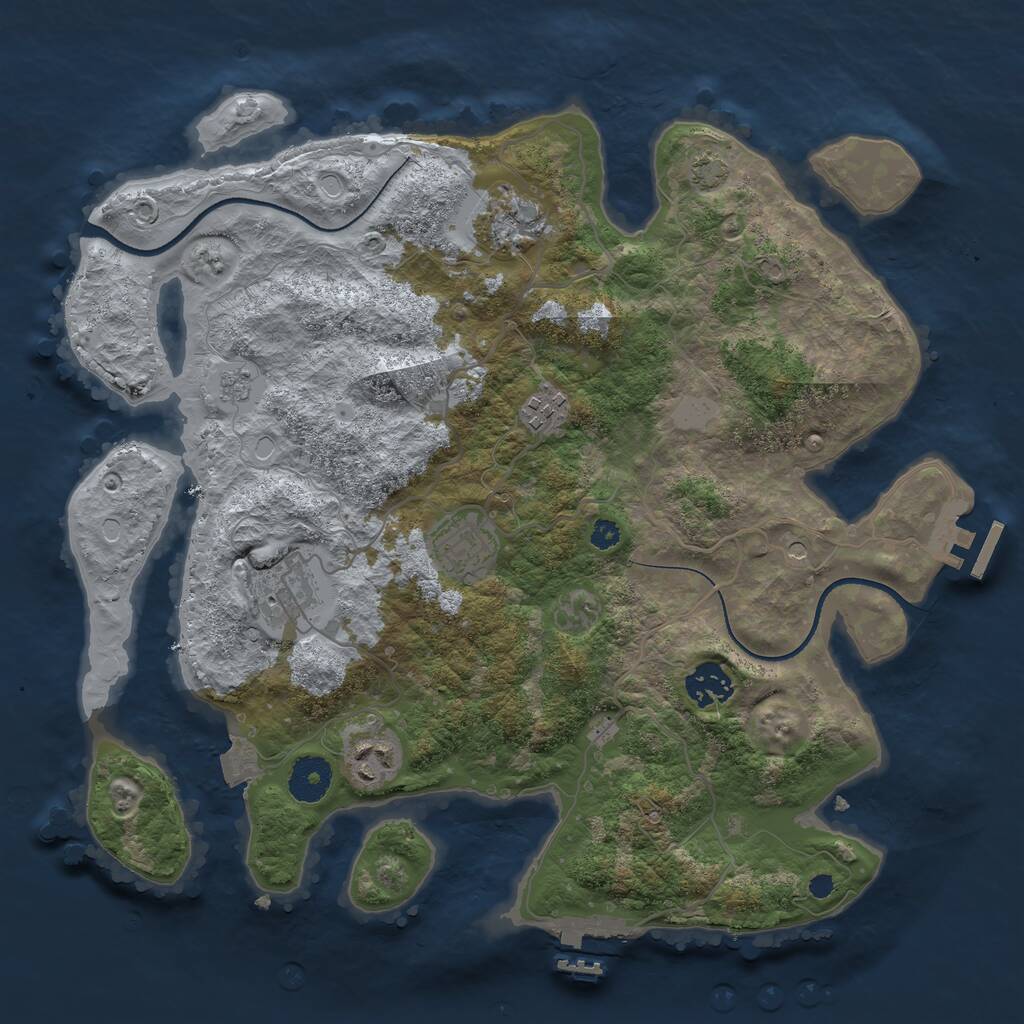 Rust Map: Procedural Map, Size: 3450, Seed: 30765049, 12 Monuments